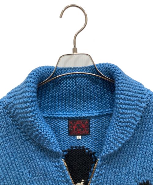 EVISU（エヴィス）EVISU (エヴィス) カウチンニットカーディガン レッド×ブルー サイズ:40の古着・服飾アイテム