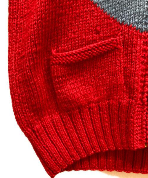 EVISU（エヴィス）EVISU (エヴィス) カウチンニットカーディガン レッド×ブルー サイズ:40の古着・服飾アイテム