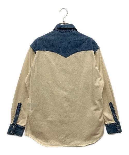 CELINE（セリーヌ）CELINE (セリーヌ) デニム切替ウエスタンシャツ アイボリー×インディゴ サイズ:XSの古着・服飾アイテム