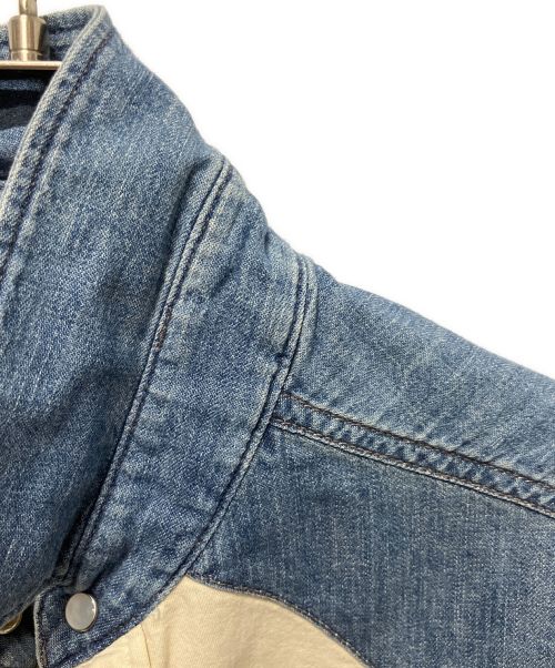 CELINE（セリーヌ）CELINE (セリーヌ) デニム切替ウエスタンシャツ アイボリー×インディゴ サイズ:XSの古着・服飾アイテム