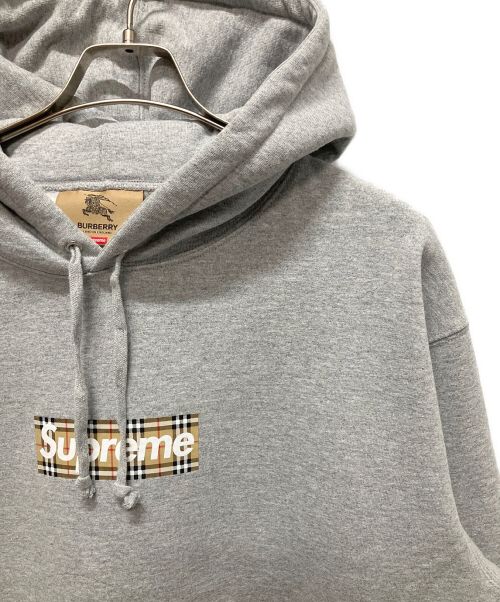 SUPREME（シュプリーム）SUPREME (シュプリーム) BURBERRY (バーバリー) Box Logo Hooded Sweatshirt ライトグレー サイズ:XLの古着・服飾アイテム