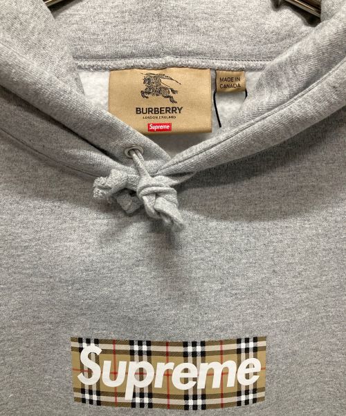 SUPREME（シュプリーム）SUPREME (シュプリーム) BURBERRY (バーバリー) Box Logo Hooded Sweatshirt ライトグレー サイズ:XLの古着・服飾アイテム