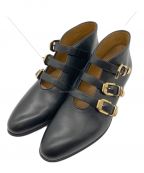 GUCCIグッチ）の古着「バックル レザー アンクルブーツ」｜ブラック
