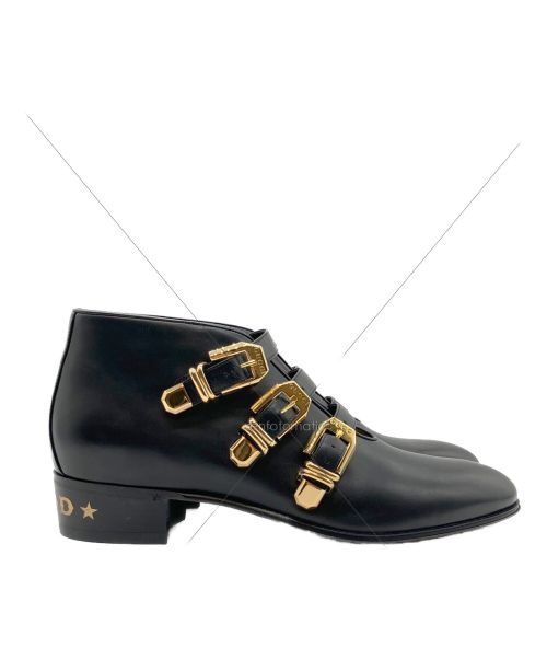 GUCCI（グッチ）GUCCI (グッチ) バックル レザー アンクルブーツ ブラック サイズ:7 1/2の古着・服飾アイテム