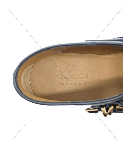 GUCCI（グッチ）GUCCI (グッチ) バックル レザー アンクルブーツ ブラック サイズ:7 1/2の古着・服飾アイテム