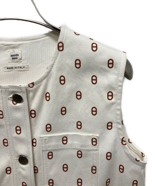 HERMES（エルメス）HERMES (エルメス) シェーヌダンクル総柄ワンピース アイボリー サイズ:36 未使用品の古着・服飾アイテム