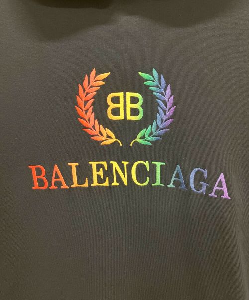 BALENCIAGA（バレンシアガ）BALENCIAGA (バレンシアガ) レインボーBBロゴプルオーバーパーカー ブラック サイズ:XSの古着・服飾アイテム