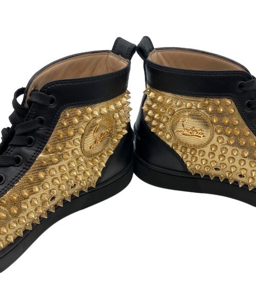 Christian Louboutin（クリスチャン・ルブタン）Christian Louboutin (クリスチャン・ルブタン) LOUIS SPIKESスニーカー ブラック×ゴールド サイズ:41の古着・服飾アイテム