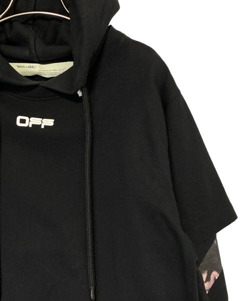 OFFWHITE（オフホワイト）OFFWHITE (オフホワイト) CARAVAG ARROW DOUBLE TEE HOOD ブラック サイズ:XSの古着・服飾アイテム