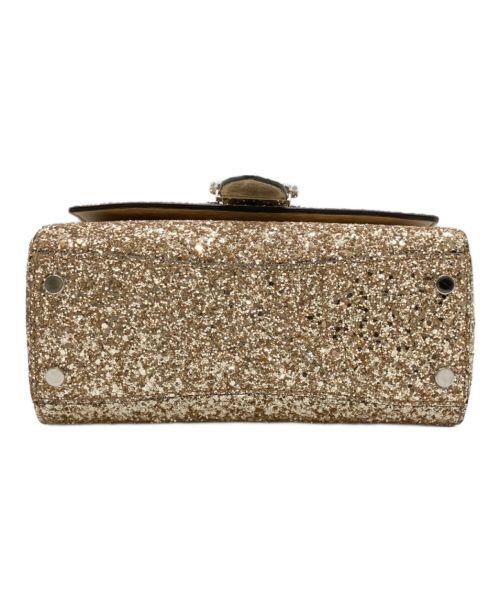 JIMMY CHOO（ジミーチュウ）JIMMY CHOO (ジミーチュウ) グリッターショルダーバッグ シャンパンゴールドの古着・服飾アイテム