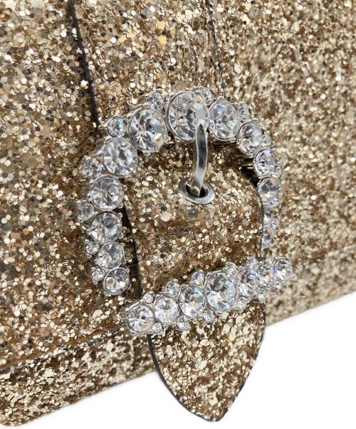 JIMMY CHOO（ジミーチュウ）JIMMY CHOO (ジミーチュウ) グリッターショルダーバッグ シャンパンゴールドの古着・服飾アイテム
