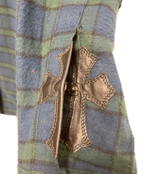 CHROME HEARTS（クロムハーツ）CHROME HEARTS (クロムハーツ) シルバーボタンネルシャツ グリーン サイズ:Sの古着・服飾アイテム