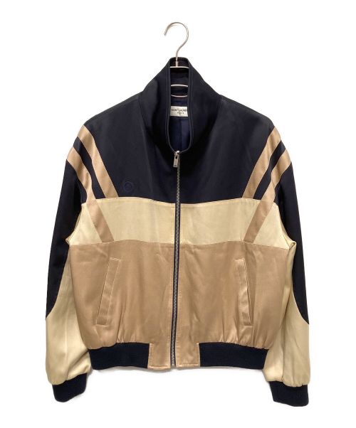 Saint Laurent Paris（サンローランパリ）Saint Laurent Paris (サンローランパリ) シルクテディジャケットブルゾン ネイビー×ゴールド サイズ:50の古着・服飾アイテム