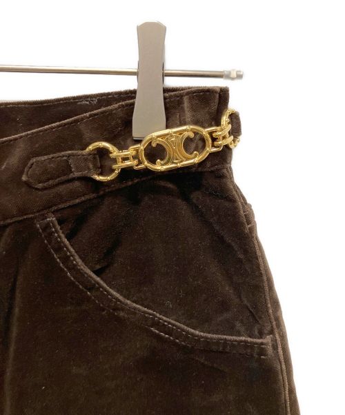 CELINE（セリーヌ）CELINE (セリーヌ) トリオンフ フレア ベルベッドパンツ ブラウン サイズ:29の古着・服飾アイテム