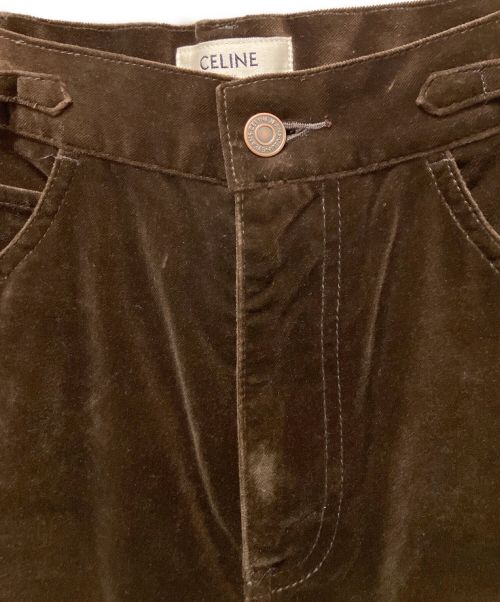 CELINE（セリーヌ）CELINE (セリーヌ) トリオンフ フレア ベルベッドパンツ ブラウン サイズ:29の古着・服飾アイテム