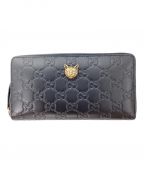 GUCCIグッチ）の古着「キャットヘッド グッチシマ GG ロゴ ラウンドファスナー」｜ブラック