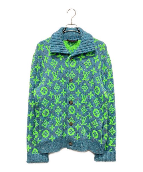 LOUIS VUITTON（ルイ ヴィトン）LOUIS VUITTON (ルイ ヴィトン) モノグラム柄シグネチャー ウール ニットカーディガン スカイブルー サイズ:XLの古着・服飾アイテム