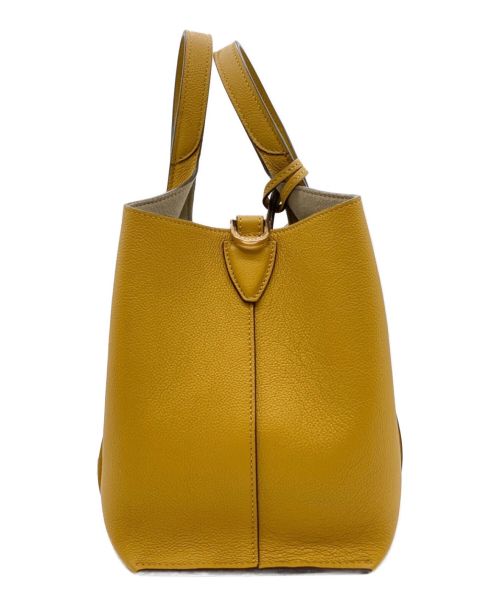 TOD'S（トッズ）TOD'S (トッズ) Tタイムレス レザー ショッピングバッグミニ イエロー サイズ:ミニの古着・服飾アイテム