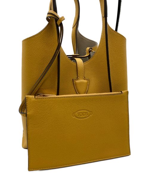 TOD'S（トッズ）TOD'S (トッズ) Tタイムレス レザー ショッピングバッグミニ イエロー サイズ:ミニの古着・服飾アイテム
