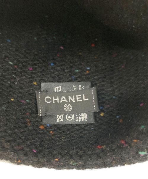 CHANEL（シャネル）CHANEL (シャネル) ココマーク ニット帽 ブラック×ホワイト サイズ:22Kの古着・服飾アイテム
