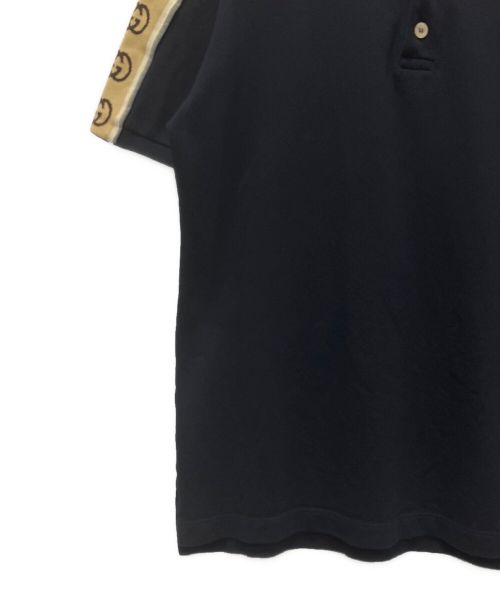 GUCCI（グッチ）GUCCI (グッチ) インターロッキングG ストライプ ポロシャツ ブラック サイズ:Mの古着・服飾アイテム