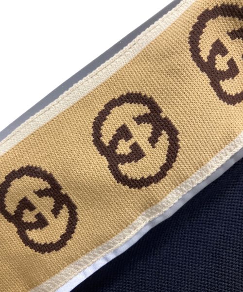 GUCCI（グッチ）GUCCI (グッチ) インターロッキングG ストライプ ポロシャツ ブラック サイズ:Mの古着・服飾アイテム