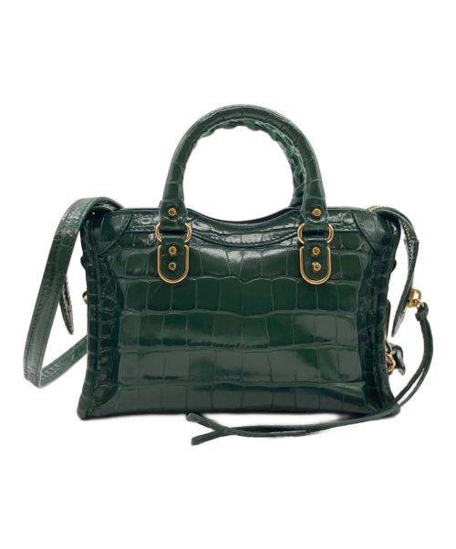 BALENCIAGA（バレンシアガ）BALENCIAGA (バレンシアガ) クラシックナノシティ クロコ型押ショルダーバッグ グリーン サイズ:ナノの古着・服飾アイテム