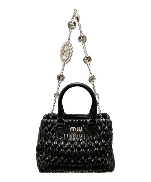 MIU MIU（ミュウミュウ）MIU MIU (ミュウミュウ) ナッパクリスタル マテラッセハンドバッグ ブラックの古着・服飾アイテム