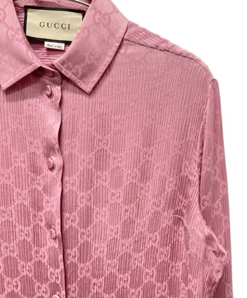 GUCCI（グッチ）GUCCI (グッチ) GGシルクシャツ ピンク サイズ:SIZE 38の古着・服飾アイテム