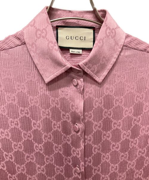 GUCCI（グッチ）GUCCI (グッチ) GGシルクシャツ ピンク サイズ:SIZE 38の古着・服飾アイテム