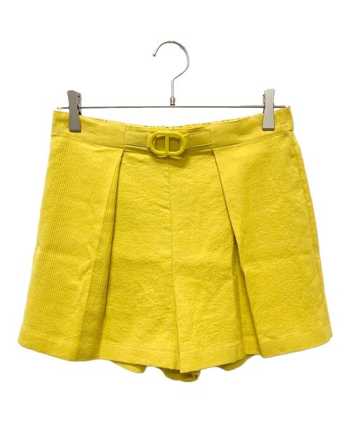 HERMES（エルメス）HERMES (エルメス) HERMES Short Pants シェーヌダンクル 袴タック フレア ショートパンツ イエロー サイズ:36の古着・服飾アイテム