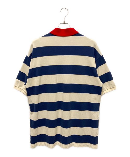 GUCCI（グッチ）GUCCI (グッチ) GG刺繍ボーダーポロシャツ ネイビー サイズ:XLの古着・服飾アイテム