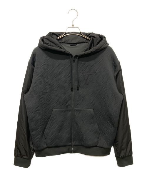 LOUIS VUITTON（ルイ ヴィトン）LOUIS VUITTON (ルイ ヴィトン) ハイブリッドジップテクニカルコットンフーディ ブラック サイズ:Mの古着・服飾アイテム