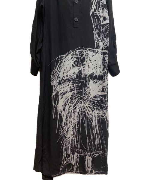 yohji yamamoto+noir（ヨウジヤマモトプリュスノアール）yohji yamamoto+noir (ヨウジヤマモトプリュスノアール) デザインシャツワンピース ブラック サイズ:1の古着・服飾アイテム