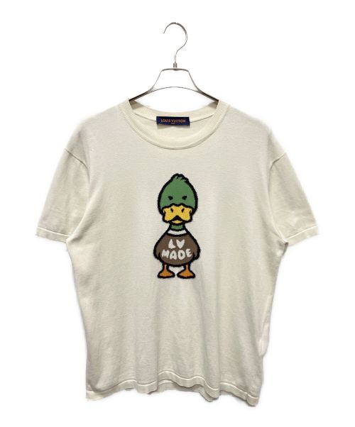 LOUIS VUITTON（ルイ ヴィトン）LOUIS VUITTON (ルイ ヴィトン) NIGO (二ゴー) インタルシア ジャカード ダック ハイゲージ コットン ニット Tシャツ ホワイト サイズ:Mの古着・服飾アイテム