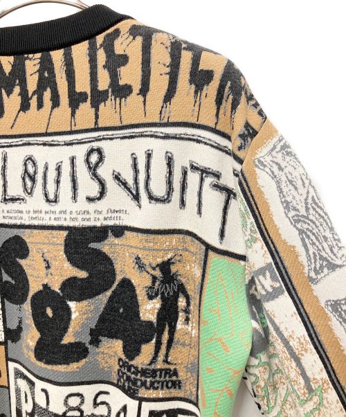 LOUIS VUITTON（ルイ ヴィトン）LOUIS VUITTON (ルイ ヴィトン) ファンジン モチーフ マルチ ロゴ ニット ホワイト×ブラック サイズ:Mの古着・服飾アイテム