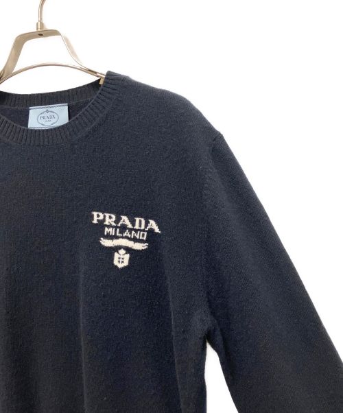 PRADA（プラダ）PRADA (プラダ) ウールxカシミヤ セーター ネイビー サイズ:38の古着・服飾アイテム