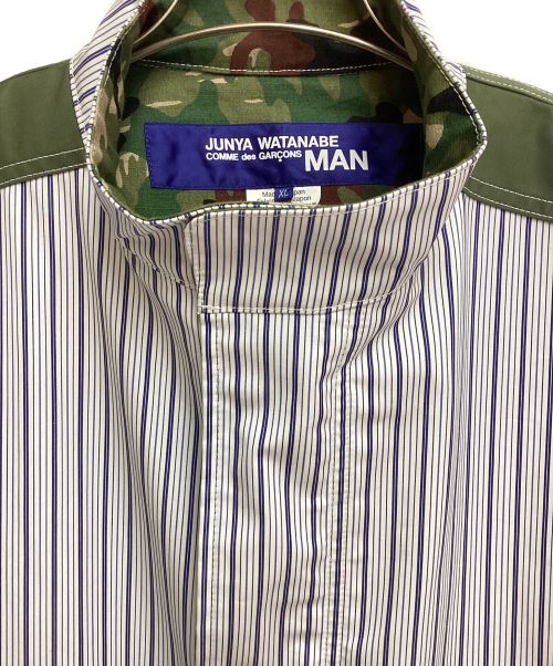 COMME des GARCONS JUNYA WATANABE MAN（コム デ ギャルソン ジュンヤ ワタナベ マン）COMME des GARCONS JUNYA WATANABE MAN (コム デ ギャルソン ジュンヤ ワタナベ マン) Stripe Mods Coat (ストライプ モッズコート) ホワイト×ネイビー サイズ:XLの古着・服飾アイテム
