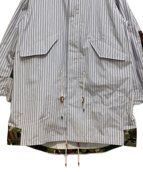 COMME des GARCONS JUNYA WATANABE MAN（コム デ ギャルソン ジュンヤ ワタナベ マン）COMME des GARCONS JUNYA WATANABE MAN (コム デ ギャルソン ジュンヤ ワタナベ マン) Stripe Mods Coat (ストライプ モッズコート) ホワイト×ネイビー サイズ:XLの古着・服飾アイテム