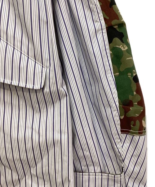 COMME des GARCONS JUNYA WATANABE MAN（コム デ ギャルソン ジュンヤ ワタナベ マン）COMME des GARCONS JUNYA WATANABE MAN (コム デ ギャルソン ジュンヤ ワタナベ マン) Stripe Mods Coat (ストライプ モッズコート) ホワイト×ネイビー サイズ:XLの古着・服飾アイテム