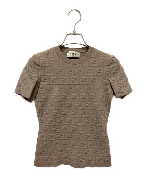 FENDI（フェンディ）FENDI (フェンディ) クルーネックセーター FFロゴ ビスコース ベージュ サイズ:36の古着・服飾アイテム