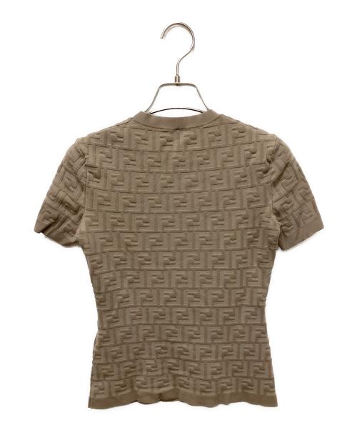 FENDI（フェンディ）FENDI (フェンディ) クルーネックセーター FFロゴ ビスコース ベージュ サイズ:36の古着・服飾アイテム