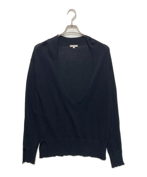 BLAMINK（ブラミンク）BLAMINK (ブラミンク) ディープネックロングスリーブニット ブラック サイズ:38の古着・服飾アイテム