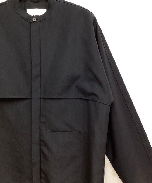 JIL SANDER（ジルサンダー）JIL SANDER (ジルサンダー) 22AW band collar shirt （バンドカラーシャツ） ブラック サイズ:38の古着・服飾アイテム