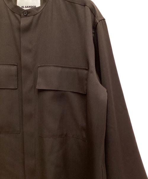 JIL SANDER（ジルサンダー）JIL SANDER (ジルサンダー) band collar shirt （バンドカラーシャツ） ブラウン サイズ:38の古着・服飾アイテム