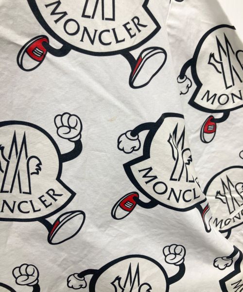 MONCLER（モンクレール）MONCLER (モンクレール) ロゴプリント半袖シャツ ホワイト×ブラック サイズ:Sの古着・服飾アイテム
