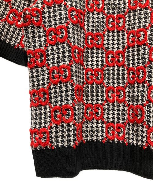 GUCCI（グッチ）GUCCI (グッチ) GGジャガード半袖ウールニット レッド サイズ:Sの古着・服飾アイテム
