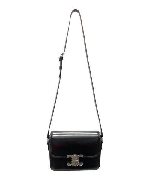 CELINE（セリーヌ）CELINE (セリーヌ) ティーン トリオンフ バッグ / シャイニーカーフスキン ブラックの古着・服飾アイテム