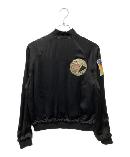 Saint Laurent Paris（サンローランパリ）Saint Laurent Paris (サンローランパリ) グリッターワッペンサテンテディジャケット ブラック サイズ:48の古着・服飾アイテム