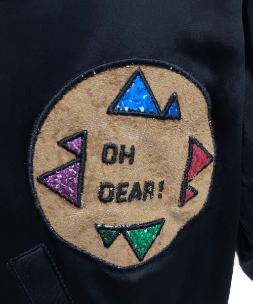 Saint Laurent Paris（サンローランパリ）Saint Laurent Paris (サンローランパリ) グリッターワッペンサテンテディジャケット ブラック サイズ:48の古着・服飾アイテム